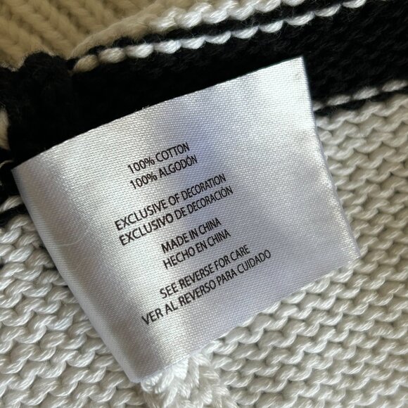 GAP 100% Cotton White with Black Stripe Sweater - Size Med to Large - Picture 7 of 11